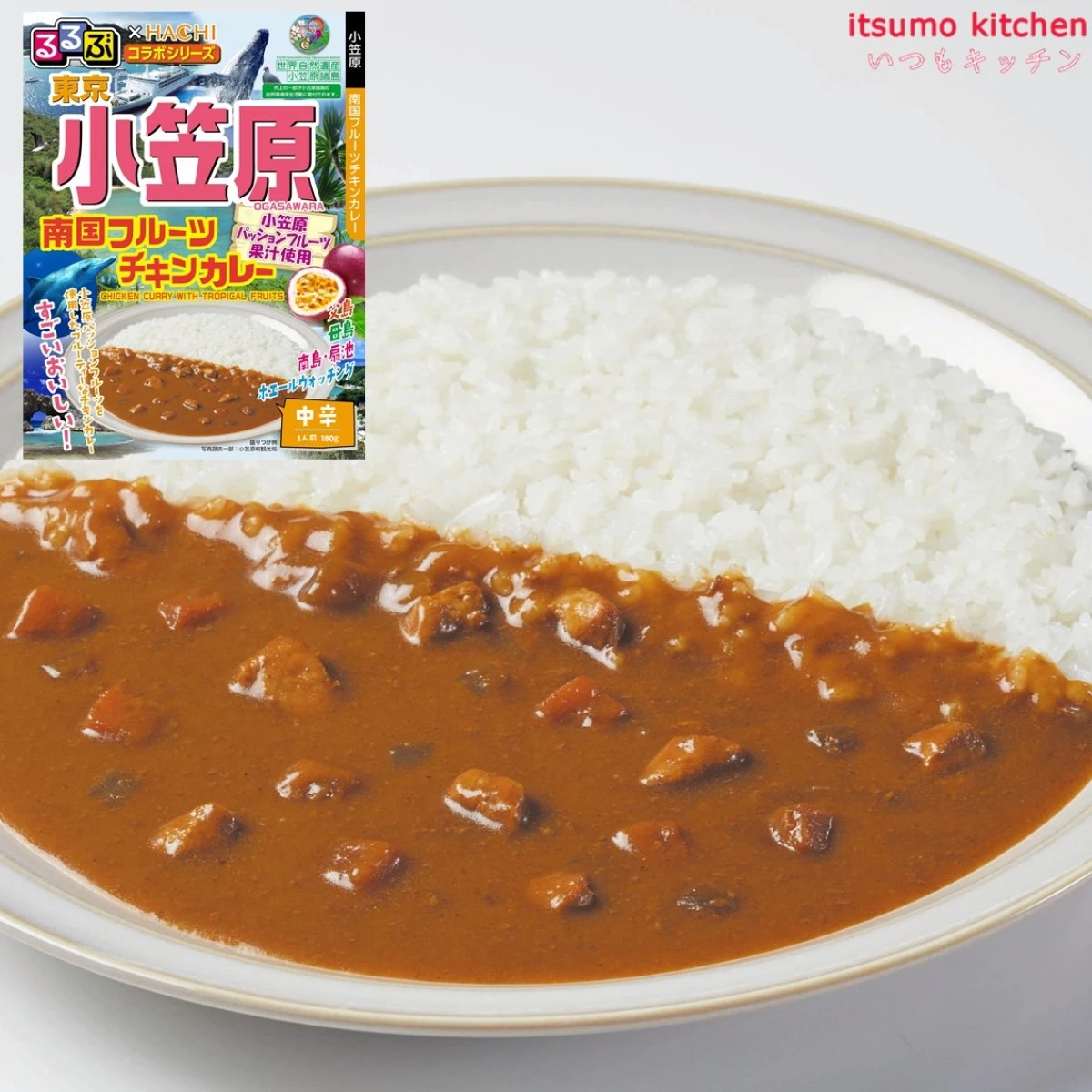 91654x20 【送料無料】 「るるぶ×Hachiコラボカレーシリーズ」 東京小笠原 南国フルーツチキンカレー 中辛 180g×20個 ハチ食品